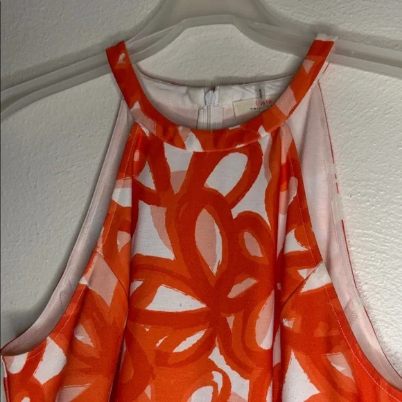 Trina Turk Orange & White Painterly Floral Halter Dress - Picture 7 of 15